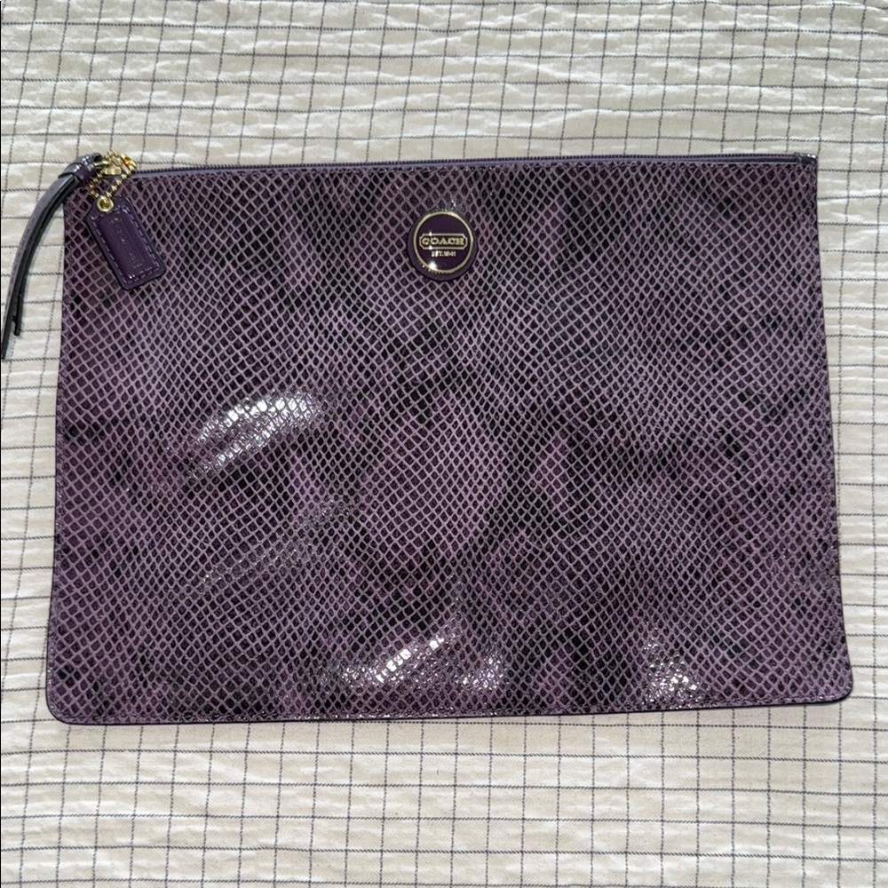 Coach Purple Quilted Wristlet Clutch